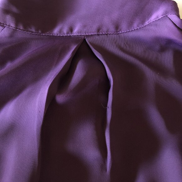 H&M Deep Purple Long-Sleeve Tie-Neck V-Neck Blouse Women's Size 2 Elegant Work - Picture 15 of 16
